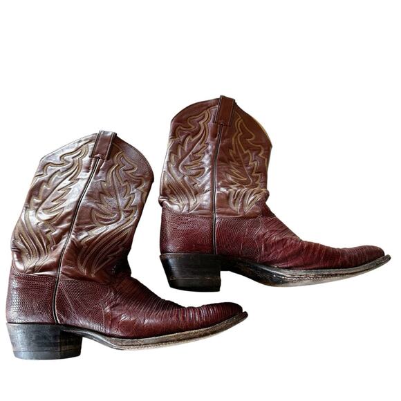 Justin Men Cowboy Boots Western USA Iquana Lizard & Leather Size 10D Style 8479
